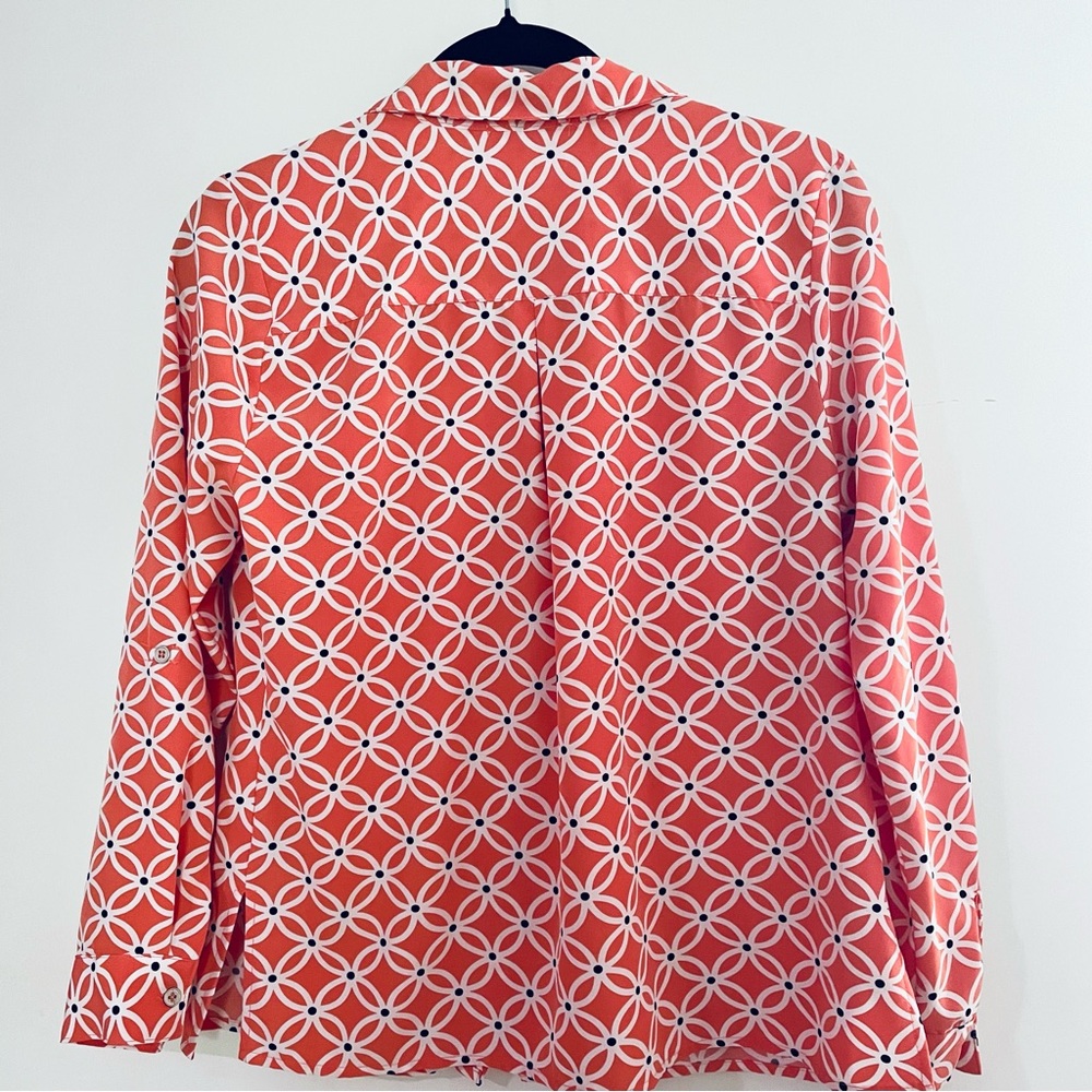 Notations Orange Geometric Patterned Shirt Size S… - image 2